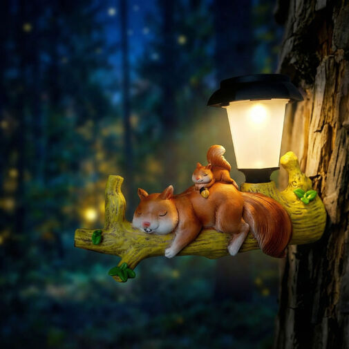 11421 • LED-es szolár állatfigura - mókus - akasztható - melegfehér LED - 25 x 6 x 19 cm