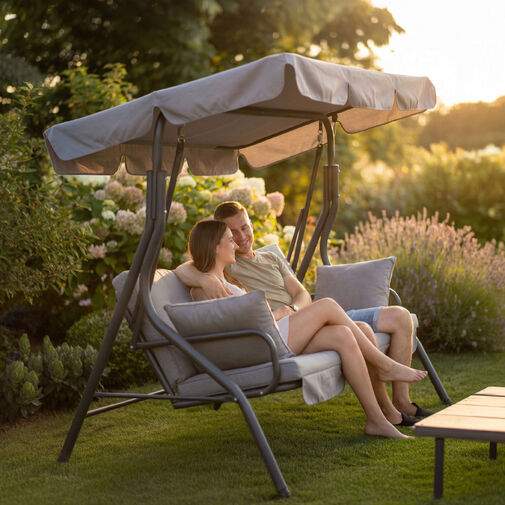 11492B • Kerti hintaágy - 170 x 110 x 153 cm - szürke