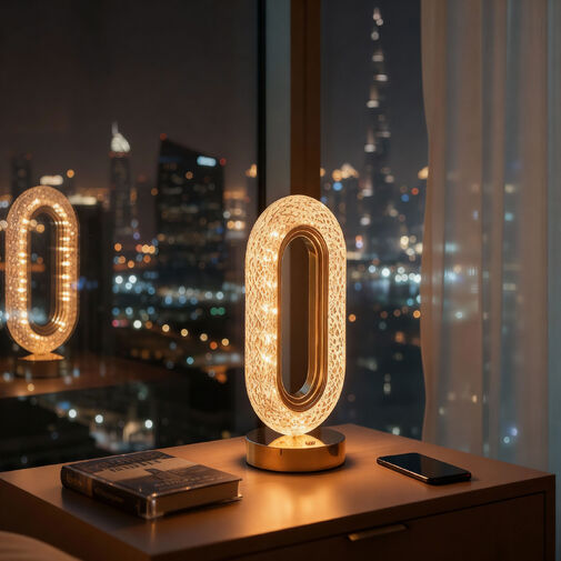 12504 • Asztali lámpa - arany - állítható színhőmérséklet, fényerő - akkumulátoros - USB