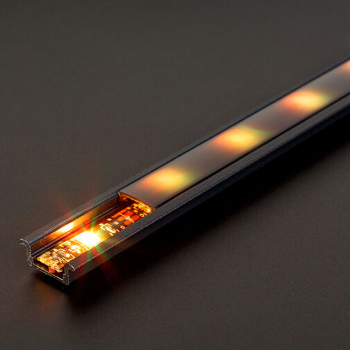 41011A2-BK • LED aluminium profil sín - 2000 x 23(17) x 8 mm - süllyeszthető U profil - fekete