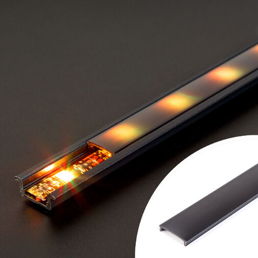 41011M2-BK • LED aluminium profil takaró búra - fekete - 2000 mm (41011A2-höz)