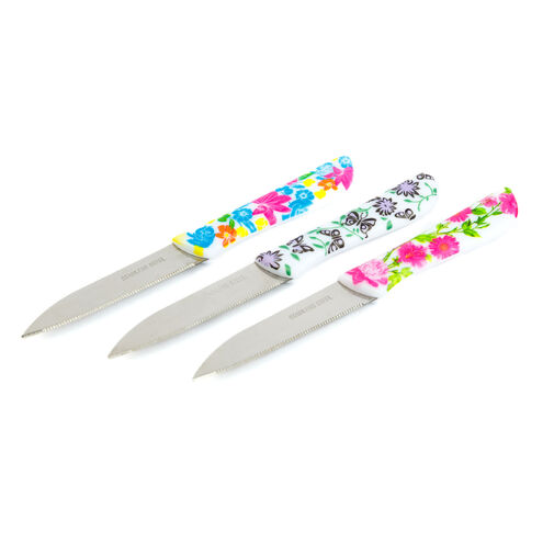 56317 • Konyhai kés készlet - 16 cm - virág mintás - 3 db / csomag