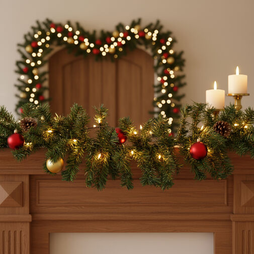 56450 • Fenyő girland - sötét zöld - 270 cm - PVC