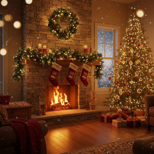 56453 • Fenyő girland - zöld, havas - 200 cm - PVC