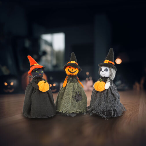 56578 • Halloween-i dekoráció - szellem, macska, tökfej - 21 cm