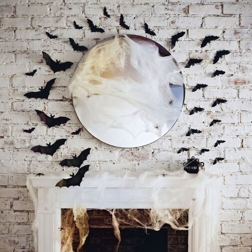 56587B • Halloween-i dekoráció - denevér szett - öntapadós - fekete - 30 db / csomag