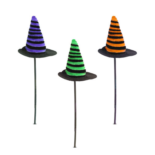 56593 • Halloween-i dekoráció szett - boszorkánykalap - leszúrható - 20 x 7 cm - 3 db / csomag