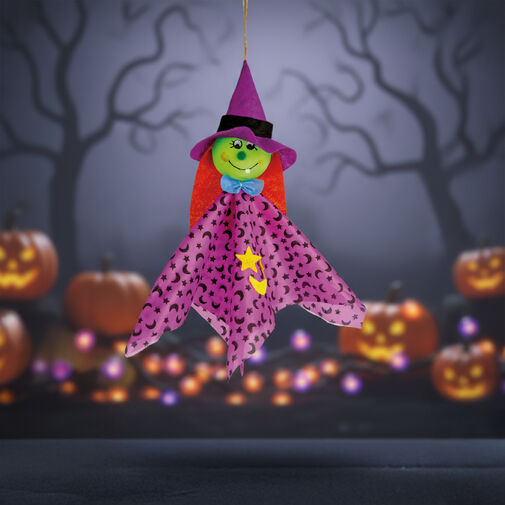 56594B • Halloween-i dekoráció - felakasztható - boszorkány - 48 x 44 cm