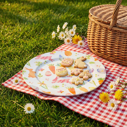 57969B • Húsvéti tálca - fém - répás - 33 cm