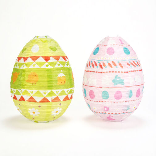 57990 • Húsvéti dekoráció - papír lampion - tojás - zöld, rózsaszín - Ø30 cm