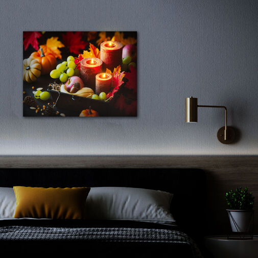 58501 • LED-es fali hangulatkép - gyertyák -  2 x AA, 40 x 30 cm