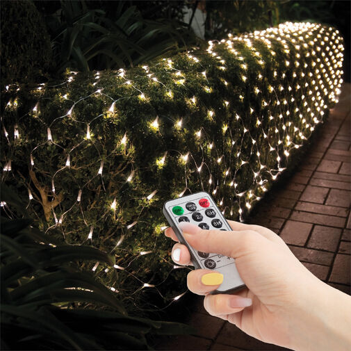 58908A • LED-es fényháló - 100 db melegfehér LED-del - 1,5 x 1,5 m - 230V - távirányítós