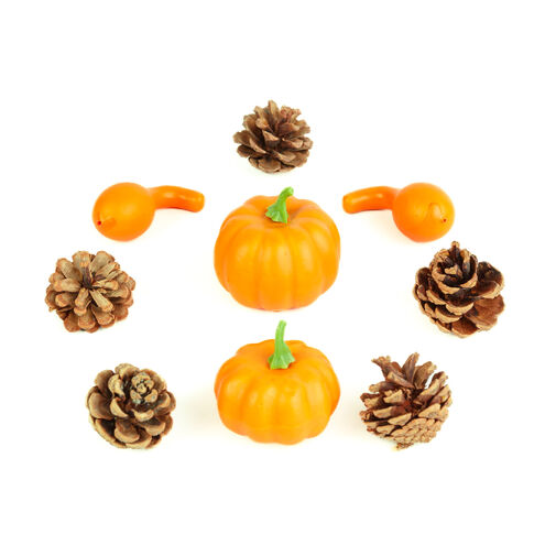 59004 • Őszi dekoráció - tök és toboz szett - 9 részes - 5-7 cm