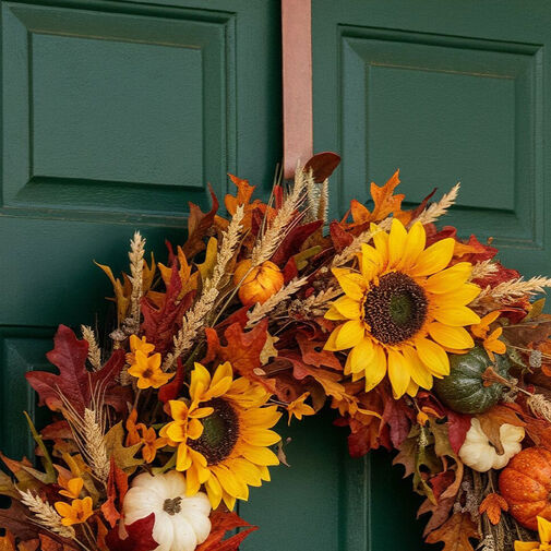 59005 • Őszi dekoráció - ajtódísz tartó - 30 cm - fém - matt barna