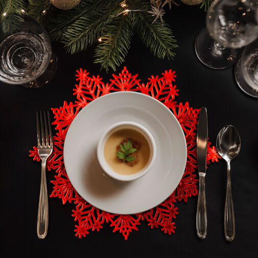 59703C • Szilikon edényalátét - jégkristály - piros - 38 cm