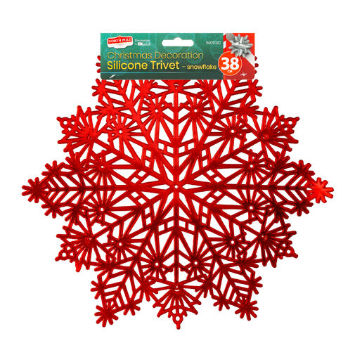 59703C • Szilikon edényalátét - jégkristály - piros - 38 cm