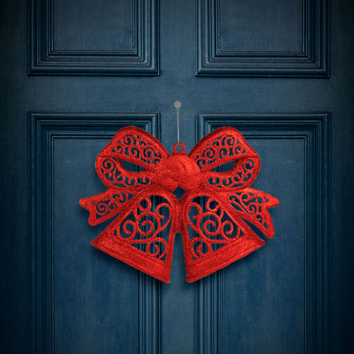 59705C • Karácsonyi dekoráció - masni - akasztható - piros - 35 cm