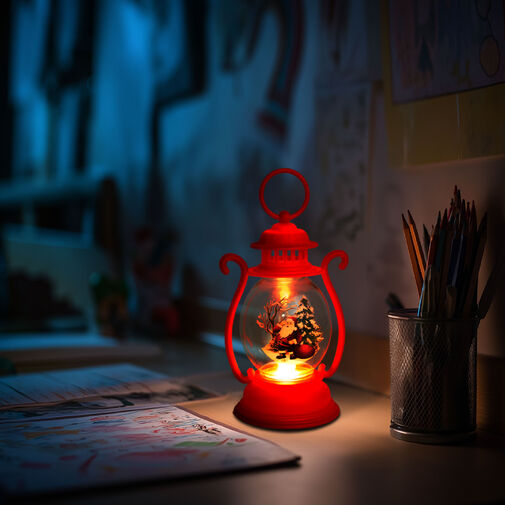 59719A • Karácsonyi dekoráció - lámpás - Mikulás - piros - 16,5 x 7 cm - 3 x LR44