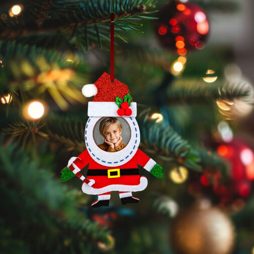 59730 • Karácsonyi fénykép dekoráció - filc - csengettyűvel - akasztható - 13 x 17 cm - 3 féle