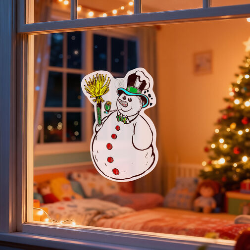 59736B • Karácsonyi ablakdekoráció - hóember - tapadókorongos - 30 x 29 cm