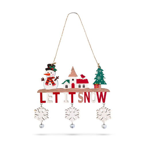 59742 • Karácsonyi dekoráció - akasztható - fa - csengettyűvel - 23 x 20 cm - 2 féle