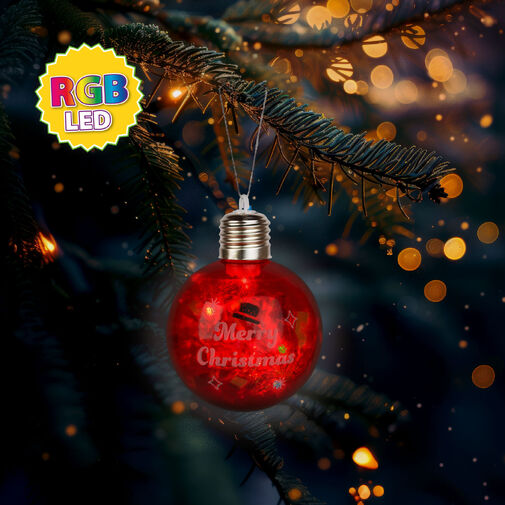 59747A • Karácsonyi LED-es gömb - RGB LED - átlátszó - műanyag - 8 cm - 3 x LR44