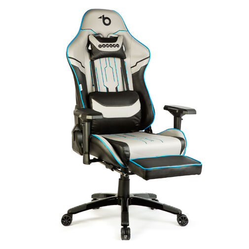 BMD1118A • Gamer szék párnával - szürke/fekete/kék - 84 x 52 / 48 x 50 cm