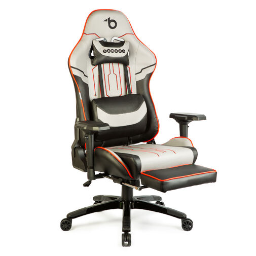 BMD1118B • Gamer szék párnával - szürke/fekete/piros- 84 x 52 / 48 x 50 cm