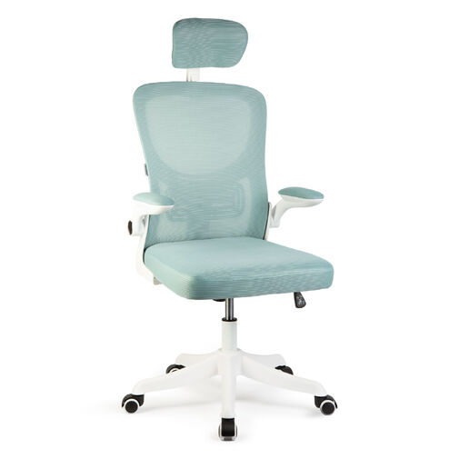 BMD1121 • Irodai forgószék - karfával - fehér/kék - 58 x 48 / 50 x 50 cm