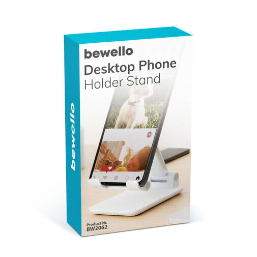 BW2062 • Asztali telefontartó állvány - állítható, összecsukható - 111 x 66 x 27 mm - fehér